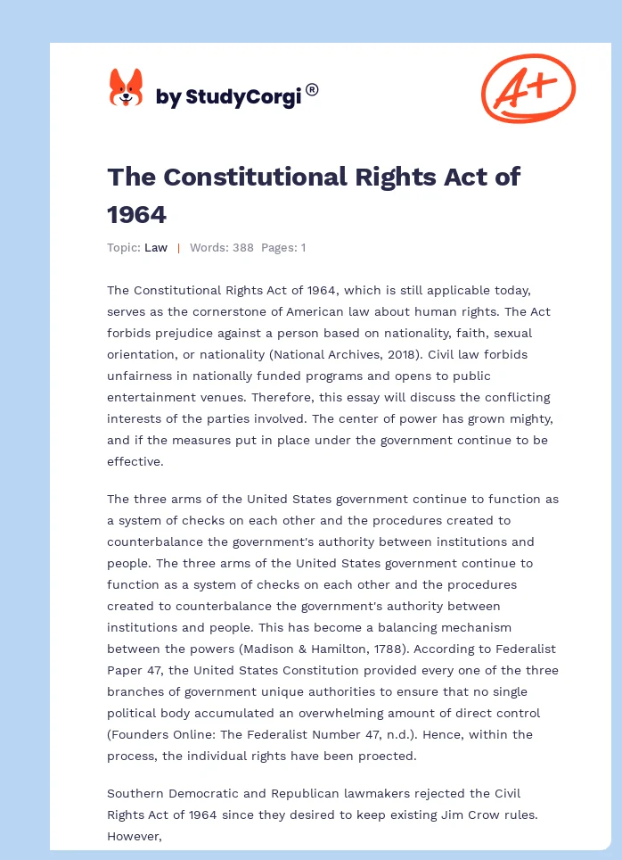 The Constitutional Rights Act of 1964. Page 1