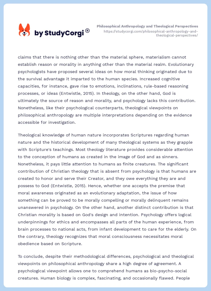 Philosophical Anthropology and Theological Perspectives. Page 2