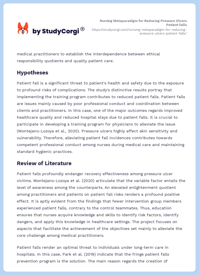 Nursing Metaparadigm for Reducing Pressure Ulcers Patient Falls. Page 2