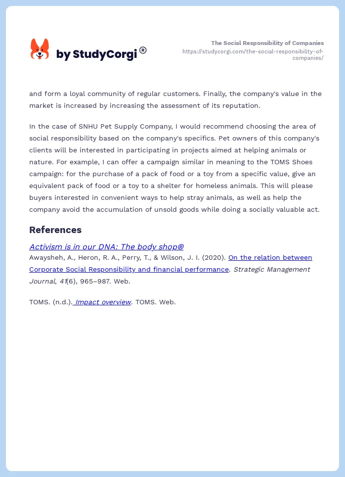 The Social Responsibility of Companies. Page 2