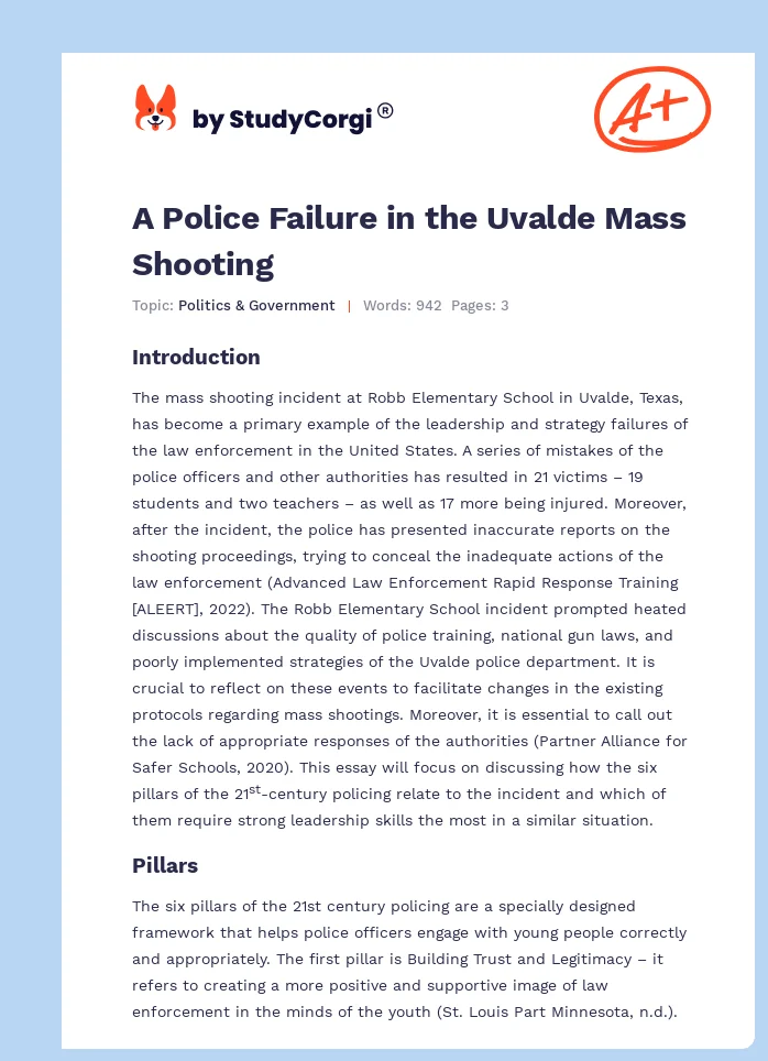 A Police Failure in the Uvalde Mass Shooting. Page 1