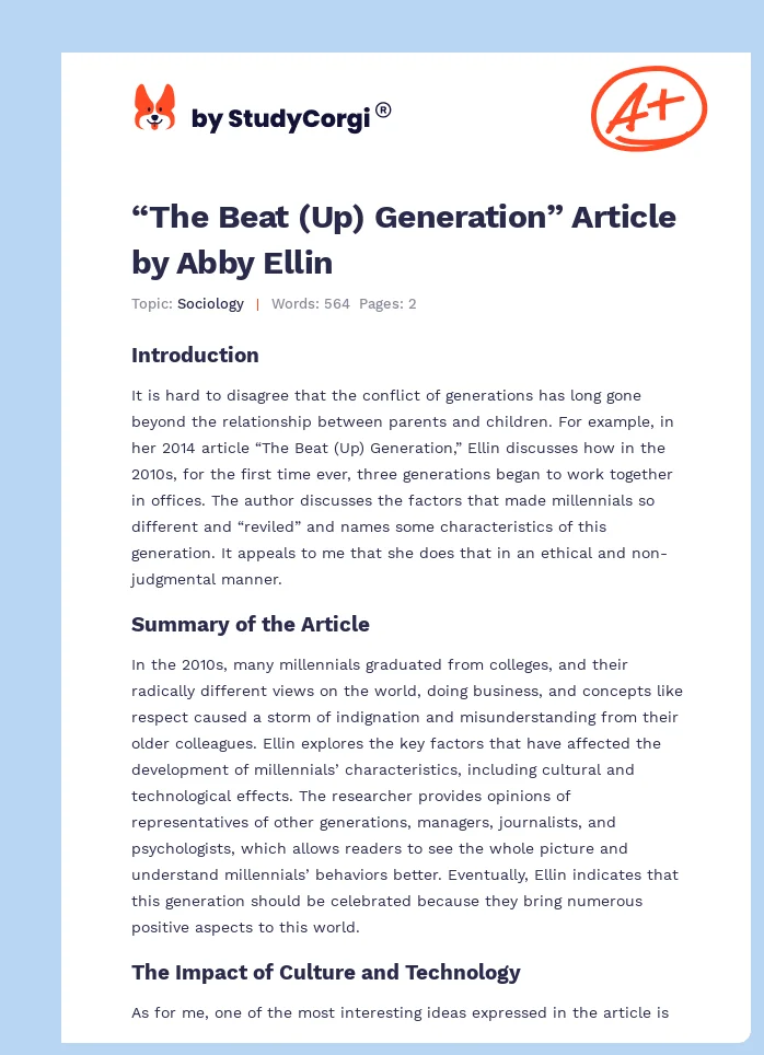 “The Beat (Up) Generation” Article by Abby Ellin. Page 1