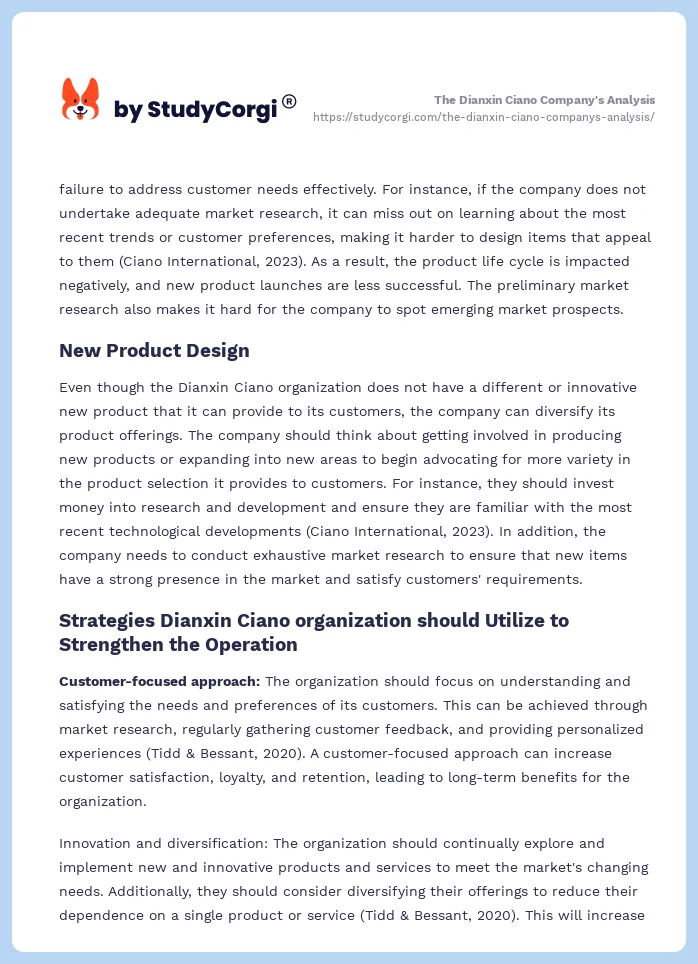 The Dianxin Ciano Company's Analysis. Page 2