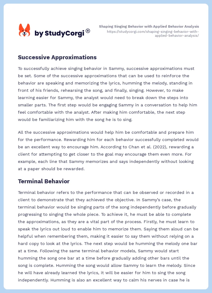 Shaping Singing Behavior with Applied Behavior Analysis. Page 2