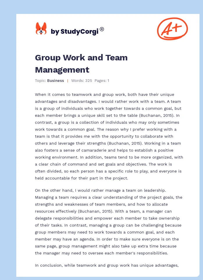Group Work and Team Management. Page 1