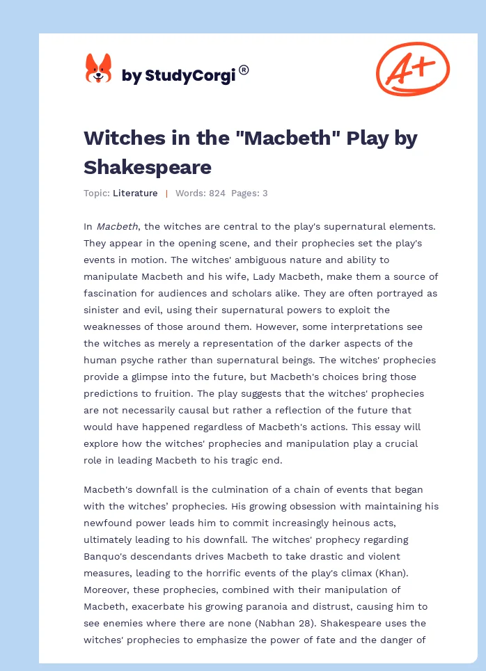 Witches in the "Macbeth" Play by Shakespeare. Page 1