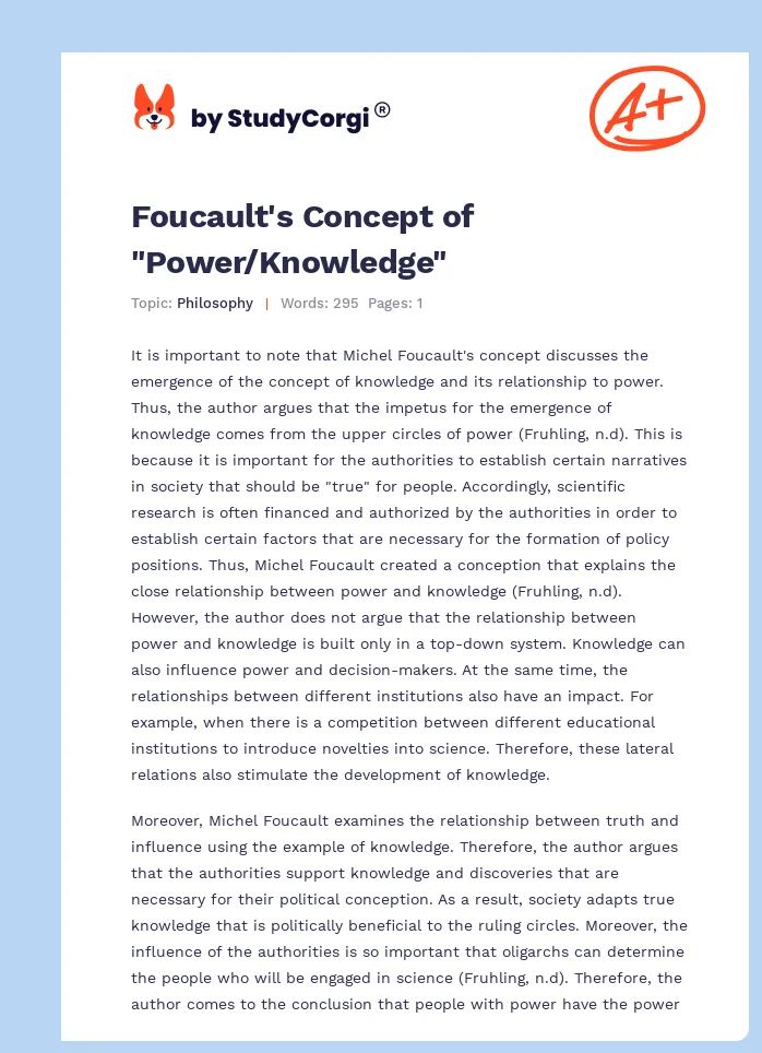 Foucault's Concept of "Power/Knowledge". Page 1
