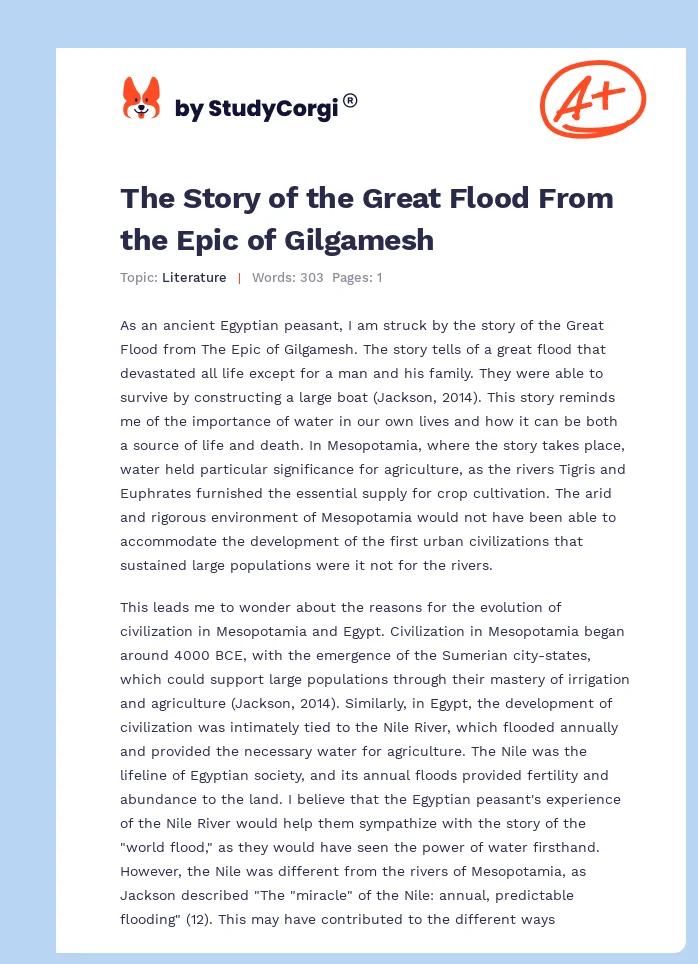 The Story of the Great Flood From the Epic of Gilgamesh. Page 1