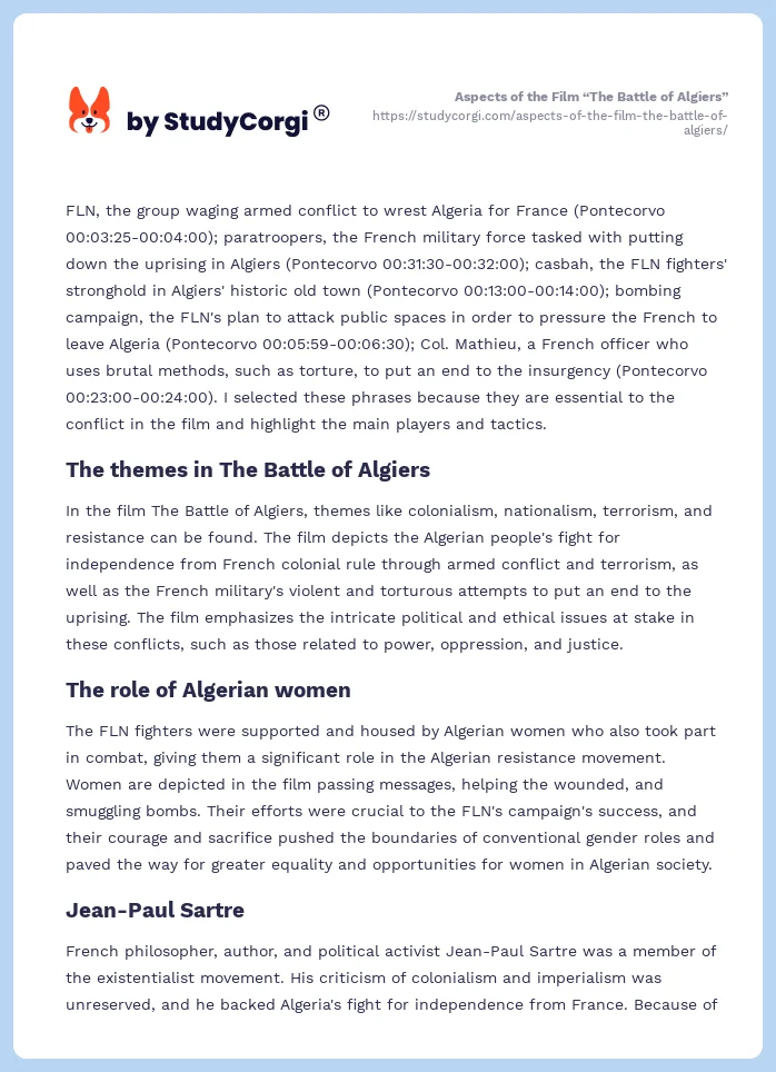 Aspects of the Film “The Battle of Algiers”. Page 2