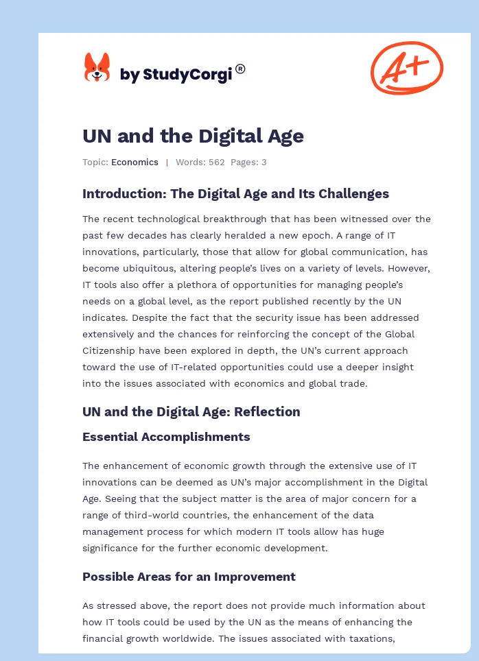 UN and the Digital Age. Page 1