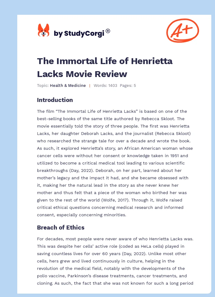 The Immortal Life of Henrietta Lacks Movie Review. Page 1