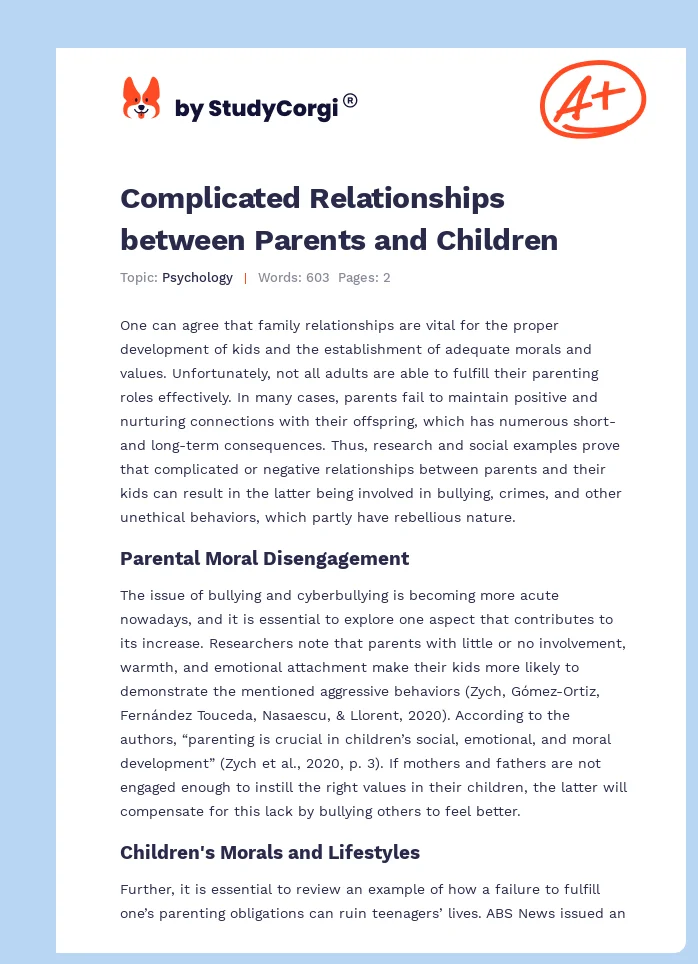 Complicated Relationships between Parents and Children. Page 1