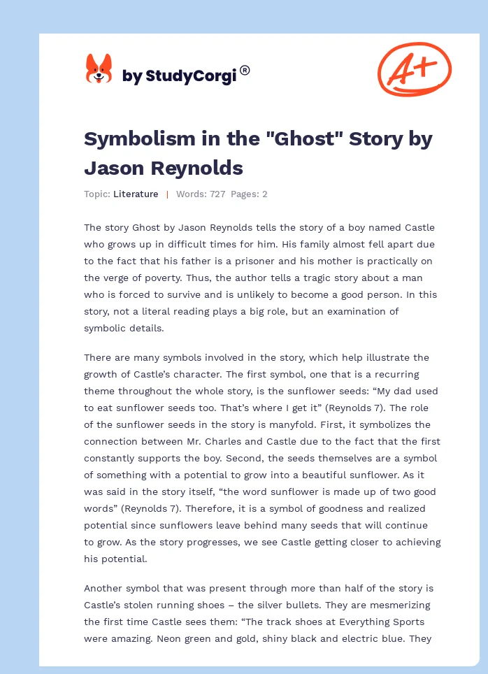 Symbolism in the "Ghost" Story by Jason Reynolds. Page 1