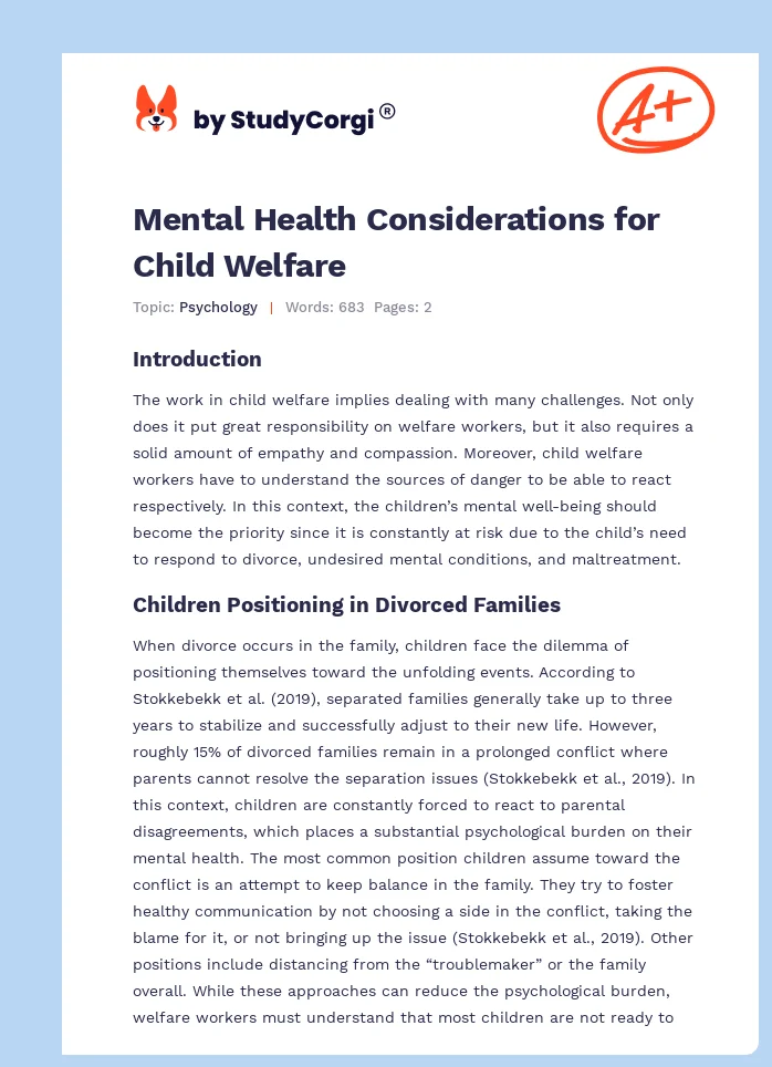 Mental Health Considerations for Child Welfare. Page 1