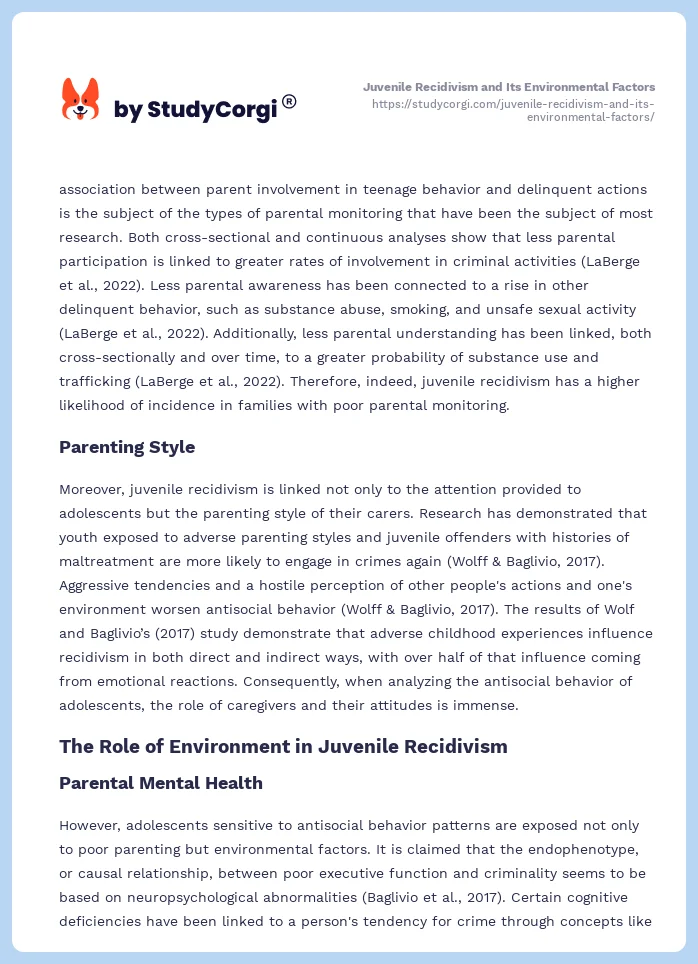 Juvenile Recidivism and Its Environmental Factors. Page 2