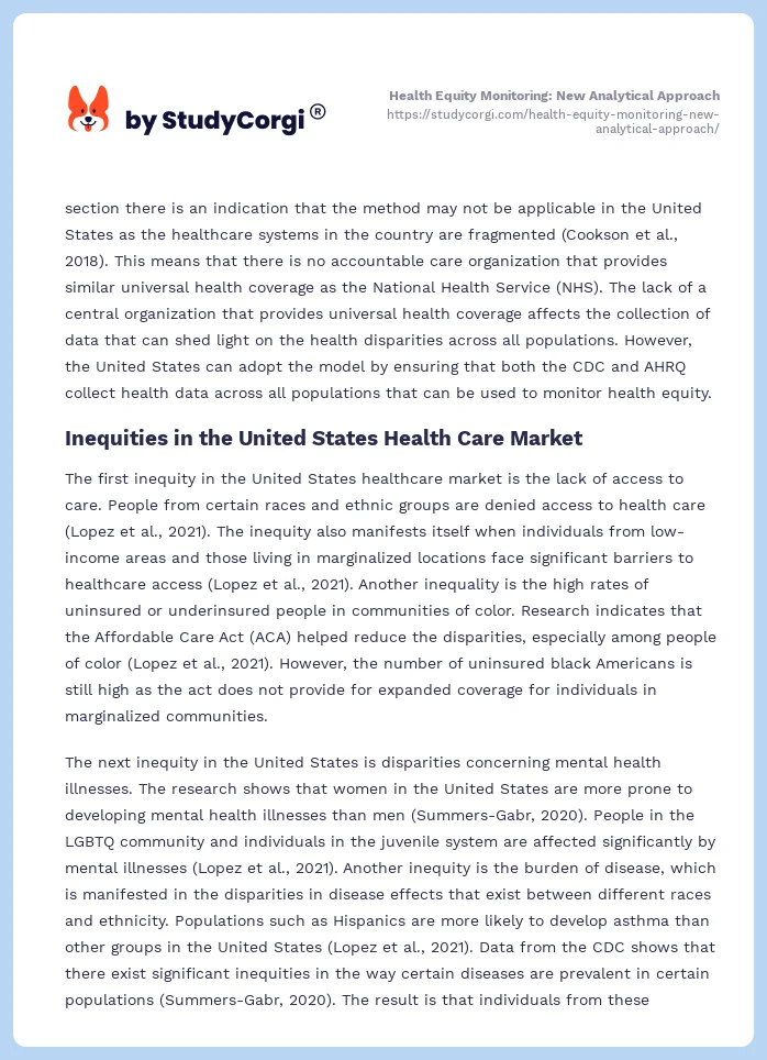 Health Equity Monitoring: New Analytical Approach. Page 2