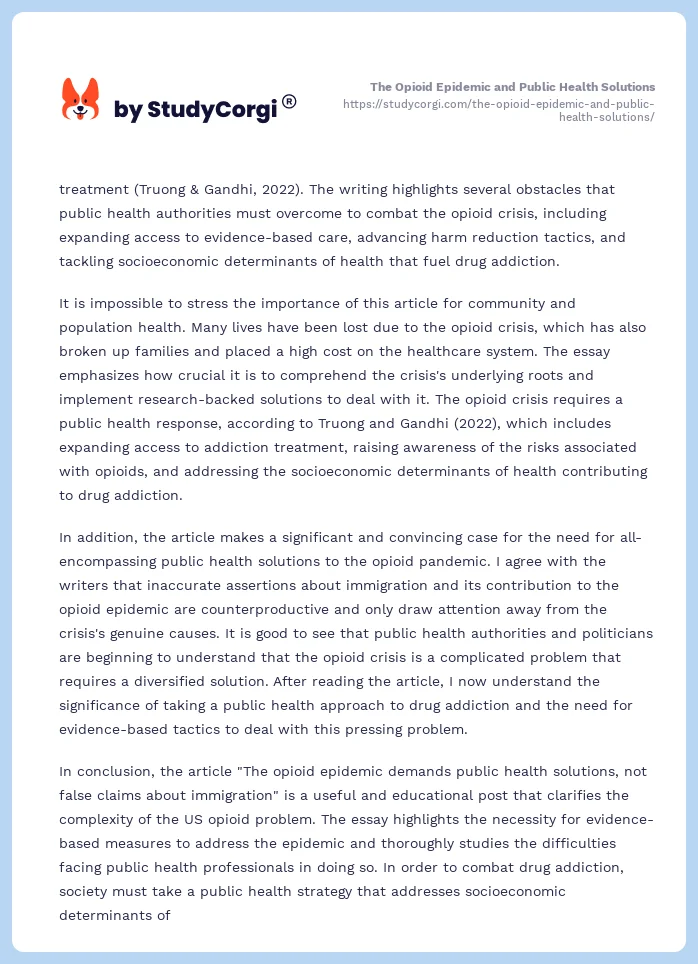 The Opioid Epidemic and Public Health Solutions. Page 2