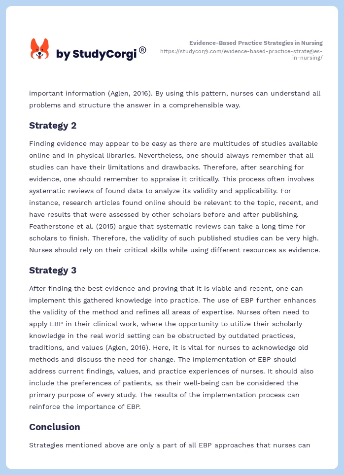 Evidence-Based Practice Strategies in Nursing. Page 2