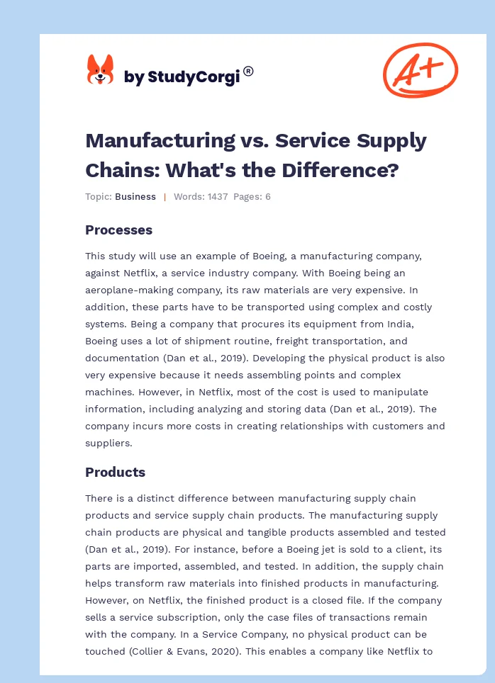 Manufacturing vs. Service Supply Chains: What's the Difference?. Page 1