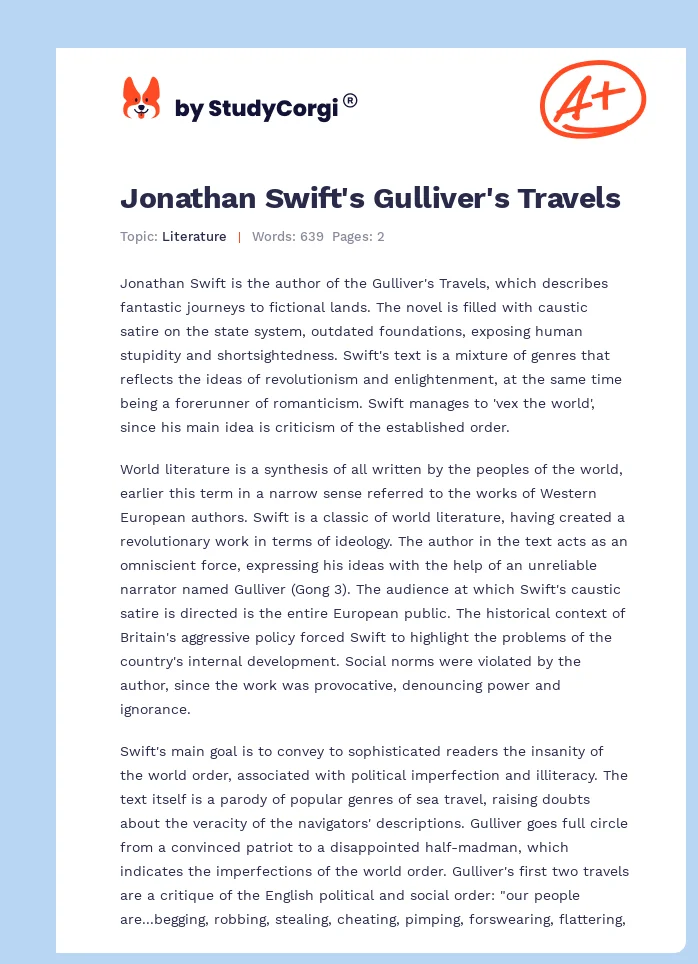 Jonathan Swift's Gulliver's Travels. Page 1