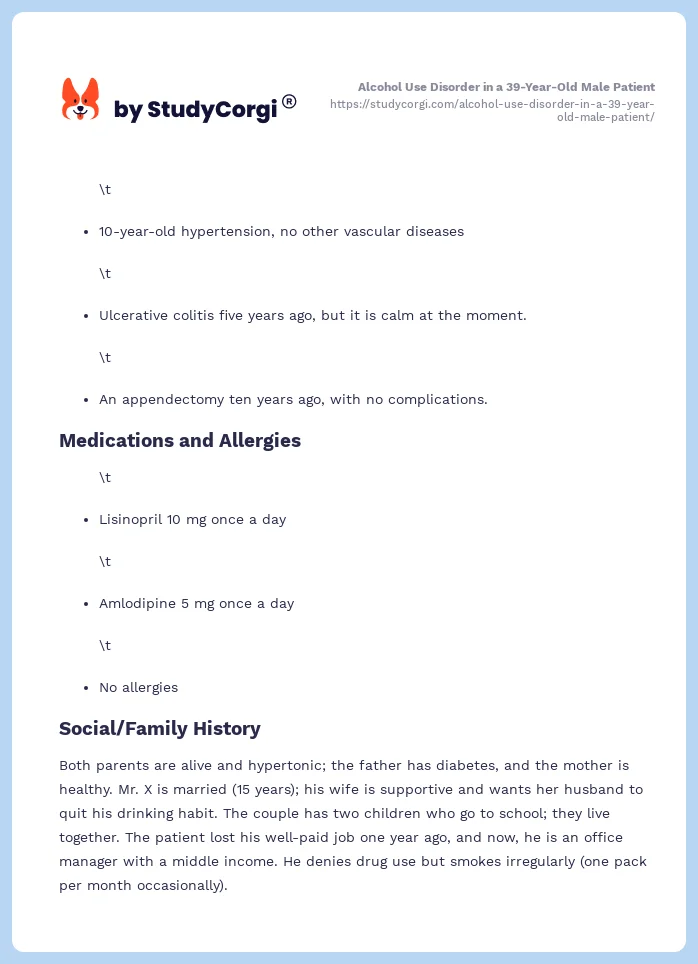 Alcohol Use Disorder in a 39-Year-Old Male Patient. Page 2