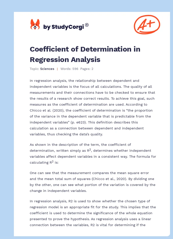 Coefficient of Determination in Regression Analysis. Page 1