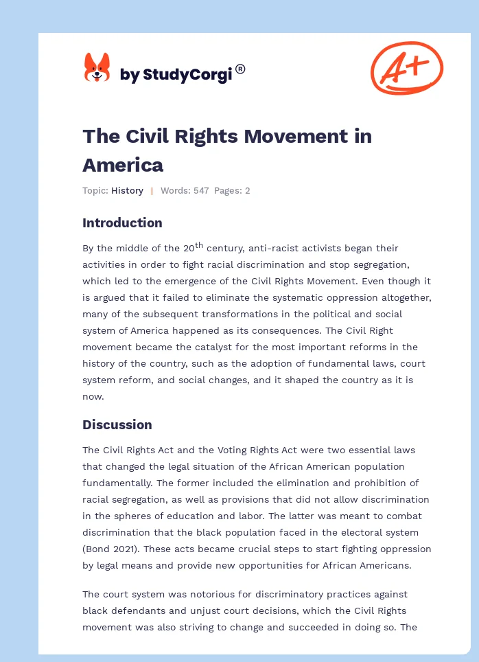 The Civil Rights Movement in America. Page 1