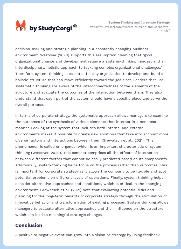 System Thinking and Corporate Strategy. Page 2
