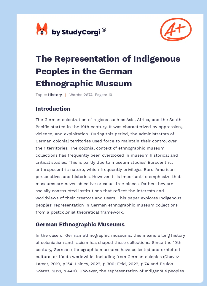 The Representation of Indigenous Peoples in the German Ethnographic Museum. Page 1
