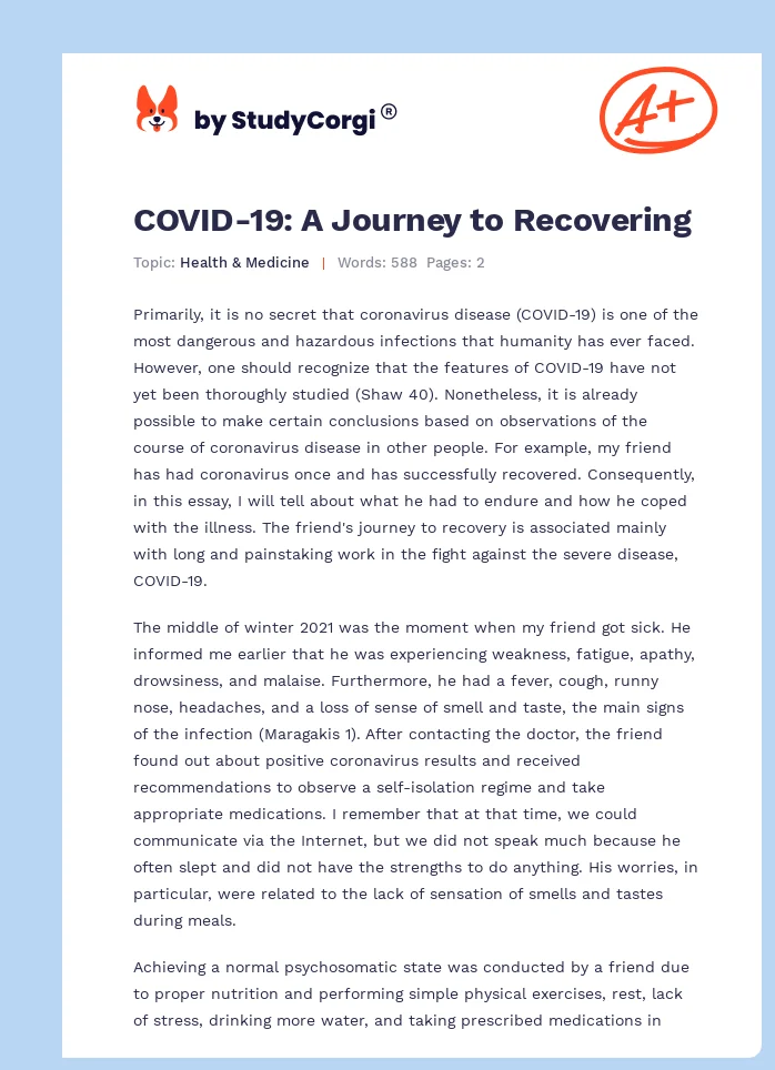 COVID-19: A Journey to Recovering. Page 1