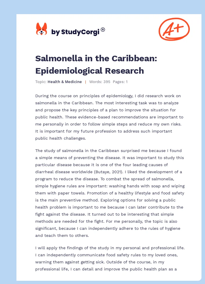 Salmonella in the Caribbean: Epidemiological Research. Page 1