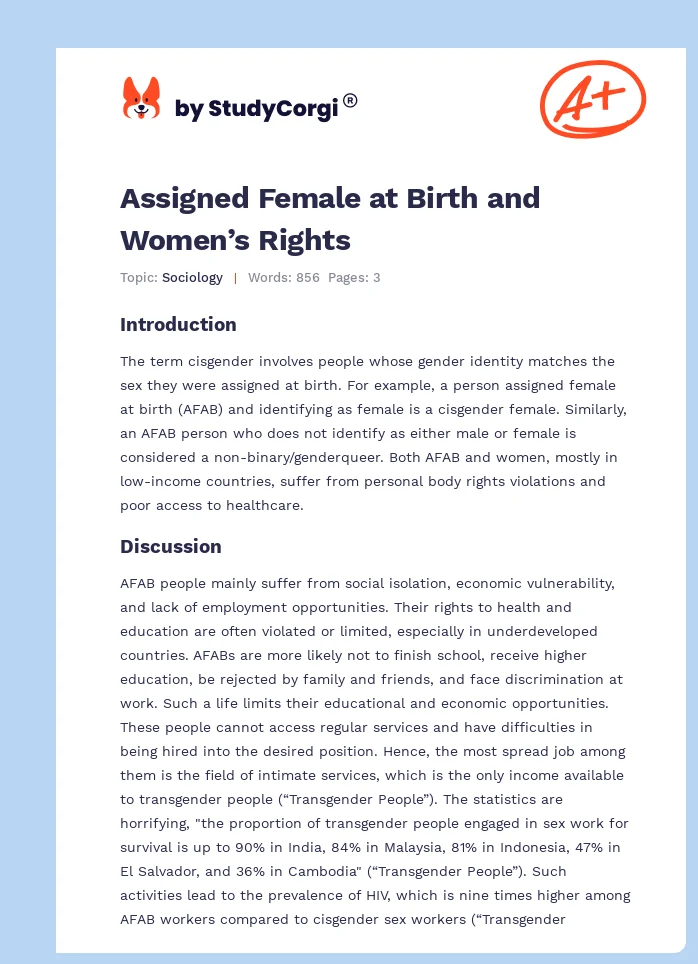 Assigned Female at Birth and Women’s Rights. Page 1
