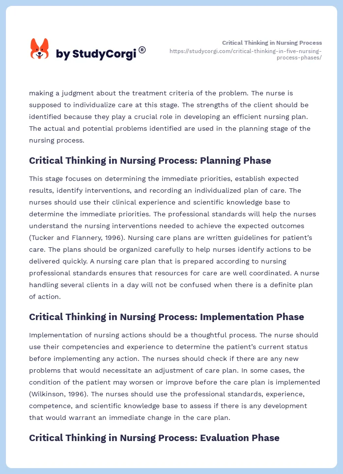 Critical Thinking in Nursing Process. Page 2