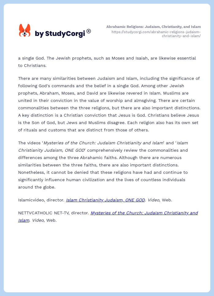 Abrahamic Religions: Judaism, Christianity, and Islam. Page 2