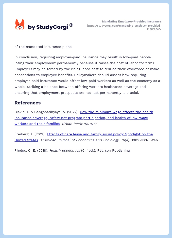 Mandating Employer-Provided Insurance. Page 2