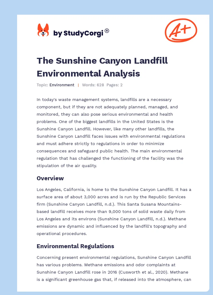 The Sunshine Canyon Landfill Environmental Analysis. Page 1
