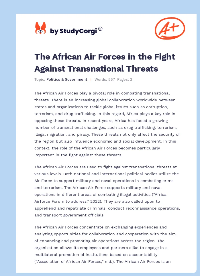 The African Air Forces in the Fight Against Transnational Threats. Page 1