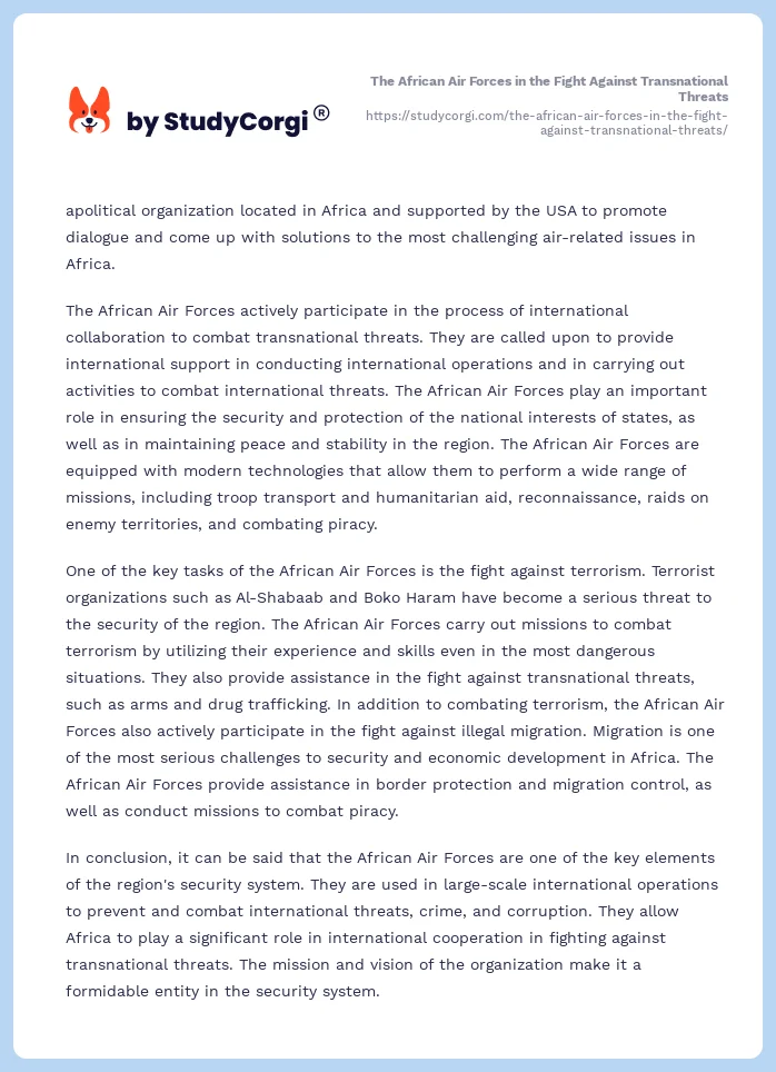 The African Air Forces in the Fight Against Transnational Threats. Page 2