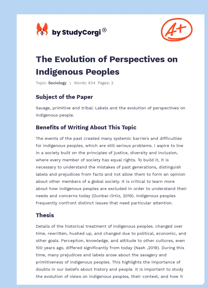 The Evolution of Perspectives on Indigenous Peoples. Page 1