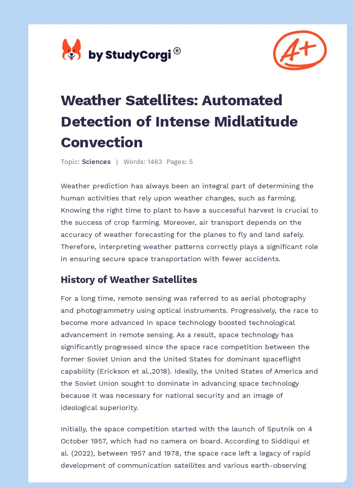 Weather Satellites: Automated Detection of Intense Midlatitude Convection. Page 1