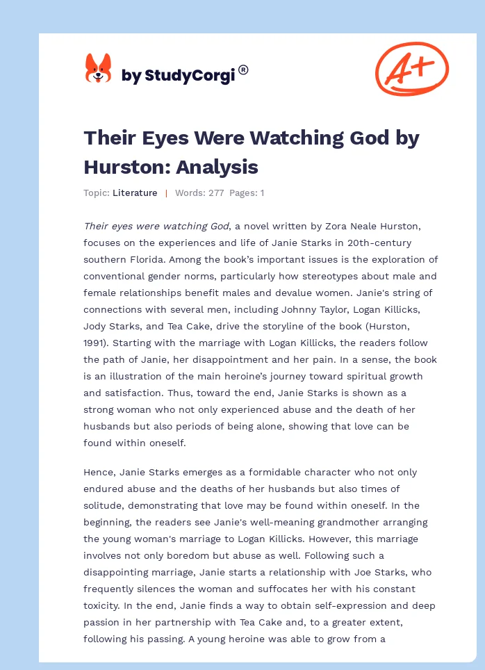 Their Eyes Were Watching God by Hurston: Analysis. Page 1