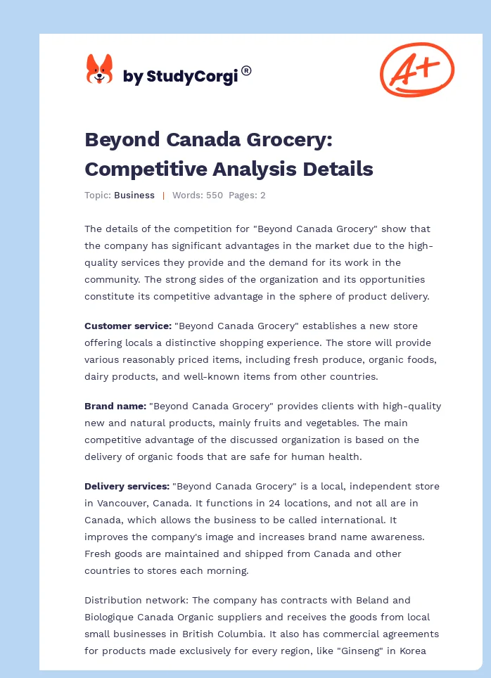 Beyond Canada Grocery: Competitive Analysis Details. Page 1
