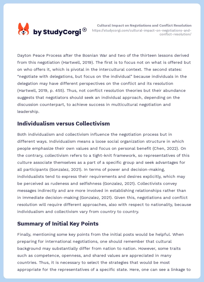 Cultural Impact on Negotiations and Conflict Resolution. Page 2
