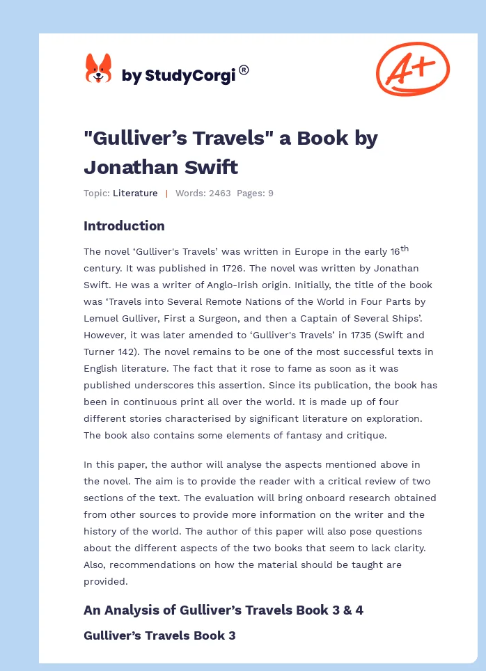"Gulliver’s Travels" a Book by Jonathan Swift. Page 1