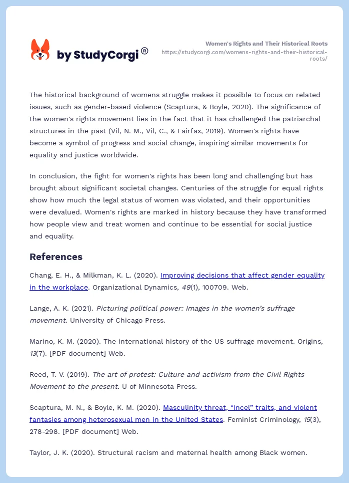 Women's Rights and Their Historical Roots. Page 2