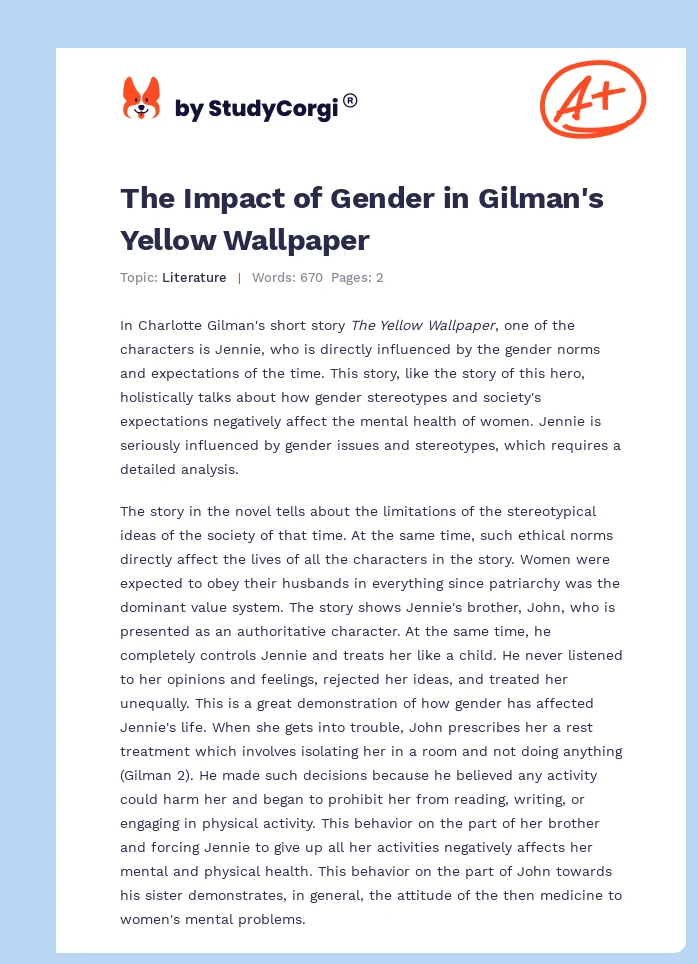 The Impact of Gender in Gilman's Yellow Wallpaper. Page 1