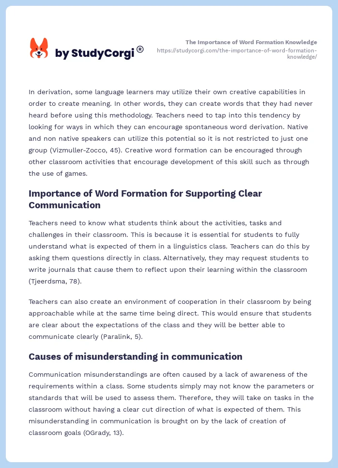 The Importance of Word Formation Knowledge. Page 2
