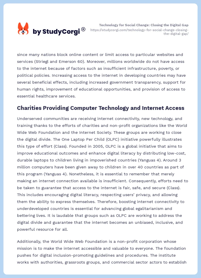 Technology for Social Change: Closing the Digital Gap. Page 2