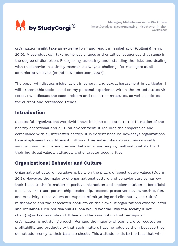 Managing Misbehavior in the Workplace. Page 2