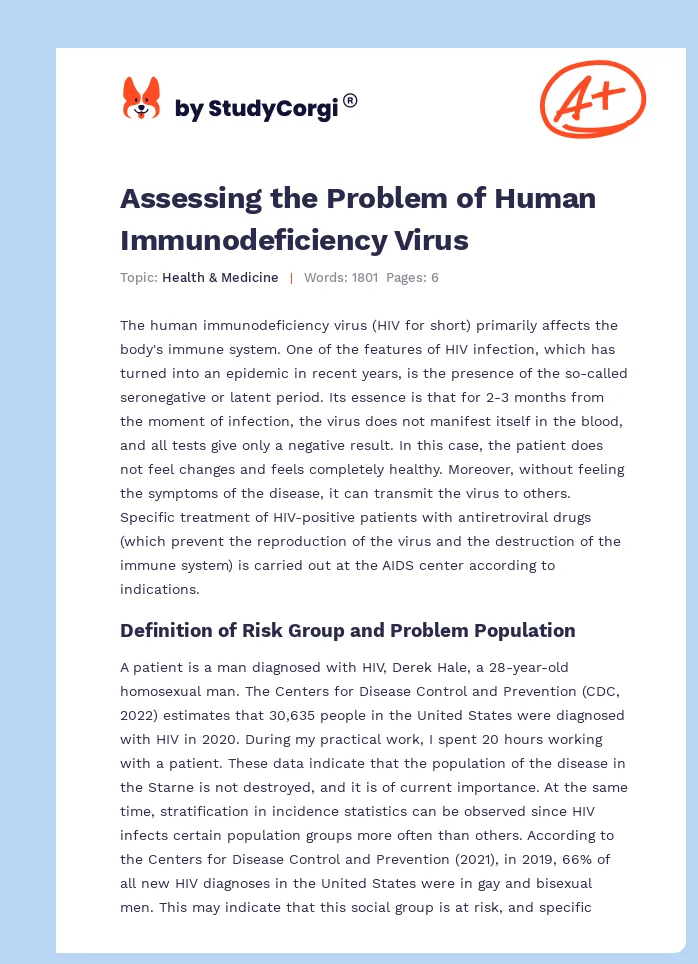 Assessing the Problem of Human Immunodeficiency Virus. Page 1
